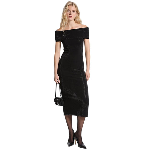 MICHAEL KORS vestiti casual donna michael kors - ht gem fold over midi drs - nero da donna