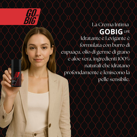 Gobig life crema intima idratante e levigante con burro di cupuaçu, olio di germe di grano e aloe vera | sollievo per secchezza e irritazioni | 100% ingredienti naturali | trattamento per parti intime