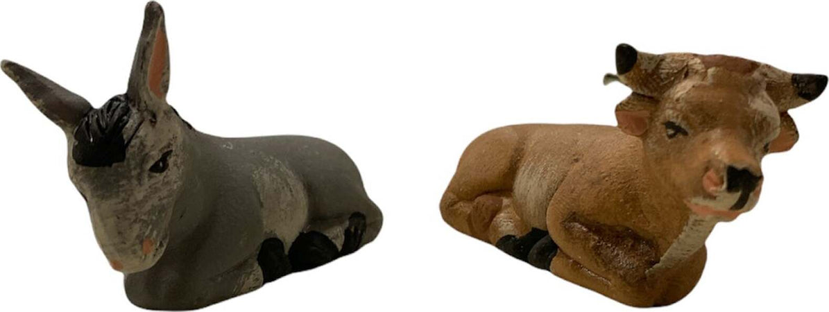 Bue ed Asinello set 2 pezzi statuetta in terracotta artigianale per presepe napoletano da h 3 cm x 5 cm Casa e cucina/Decorazioni per interni/Addobbi e decorazioni per ricorrenze/Decorazioni natalizie/Presepi/Statuine e fondali per il presepe MagiediNatale.it - Altamura, Commerciovirtuoso.it