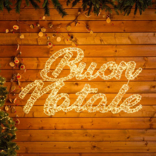 Buon Natale 3D con MicroLed bianco caldo e bianco Ø 1,5 mm per decorazioni natalizie Casa e cucina/Decorazioni per interni/Addobbi e decorazioni per ricorrenze/Decorazioni natalizie/Luci natalizie/Catene luminose per esterni MagiediNatale.it - Altamura, Commerciovirtuoso.it