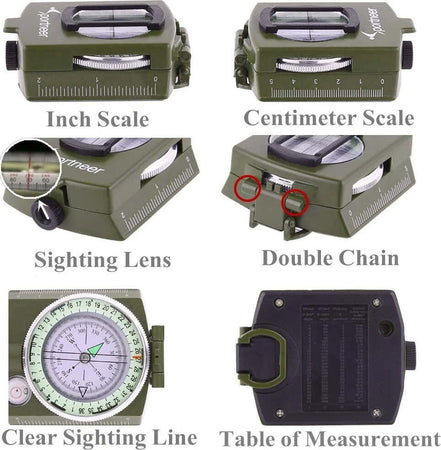 Bussola Militare Professionale Geologia Multifunzione Da Campeggio Impermeabile Sport e tempo libero/Dispositivi elettronici/Bussole Trade Shop italia - Napoli, Commerciovirtuoso.it