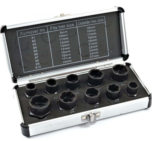 BUSSOLE ESTRATTORI DADI E BULLONI DANNEGGIATI ALTE BASSE SET 10 PZ Fai da te/Utensili elettrici e a mano/Utensili a mano/Bussole e set di bussole/Corredi di bussole/Standard Trade Shop italia - Napoli, Commerciovirtuoso.it