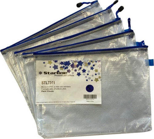 Busta a rete con cerniera blu- PVC - 27x36 cm - trasparente - Starline [multipack] 5 pezzi Commercio Industria e Scienza/Forniture per imballaggio e spedizione/Scatole buste e tubi per spedizione/Buste per spedizione/Buste trasparenti Eurocartuccia - Pavullo, Commerciovirtuoso.it