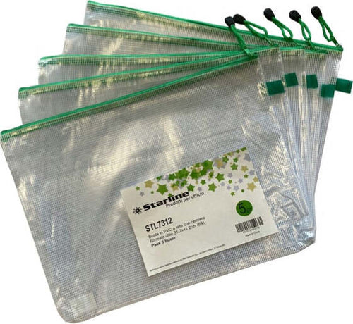 Busta a rete con cerniera verde - PVC - 31 2x41 2 cm - trasparente - Starline [multipack] 5 pezzi Commercio Industria e Scienza/Forniture per imballaggio e spedizione/Scatole buste e tubi per spedizione/Buste per spedizione/Buste trasparenti Eurocartuccia - Pavullo, Commerciovirtuoso.it