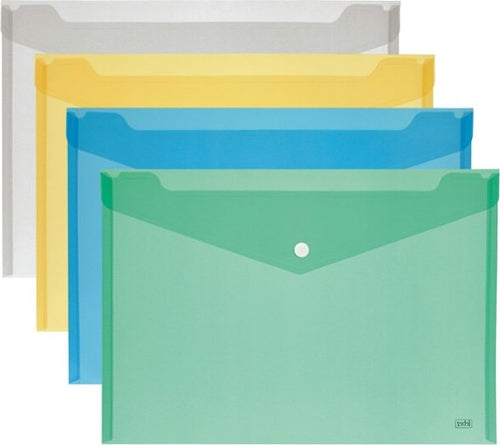 Busta con bottone - formato orizzontale - 33 5x23 5 cm - colori assortiti - Lebez [multipack] 12 pezzi Cancelleria e prodotti per ufficio/Archivio ufficio e accessori per scrivania/Archivio ufficio/Cartelle/Cartelle portadocumenti Eurocartuccia - Pavullo, Commerciovirtuoso.it