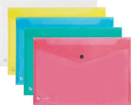 Busta con bottone Pull - 21x29 7 cm - colori assortiti - King Mec [multipack] 5 pezzi Cancelleria e prodotti per ufficio/Archivio ufficio e accessori per scrivania/Archivio ufficio/Cartelle/Cartelle portadocumenti Eurocartuccia - Pavullo, Commerciovirtuoso.it