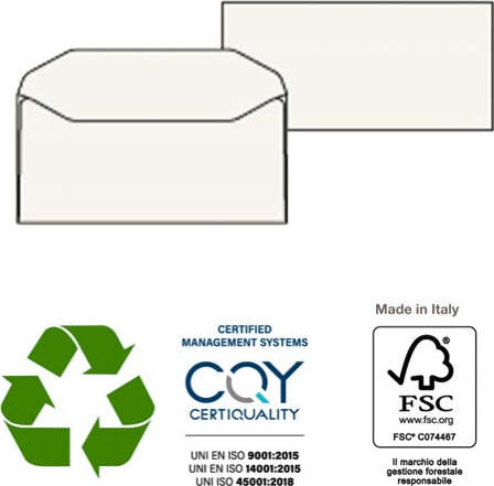 Busta KAMI GOMMATE - bianca - carta riciclata FSC - senza finestra - 110 x 230 mm - 100 gr - Pigna - conf. 500 pezzi Commercio Industria e Scienza/Forniture per imballaggio e spedizione/Scatole buste e tubi per spedizione/Buste per spedizione/Buste commerciali Eurocartuccia - Pavullo, Commerciovirtuoso.it