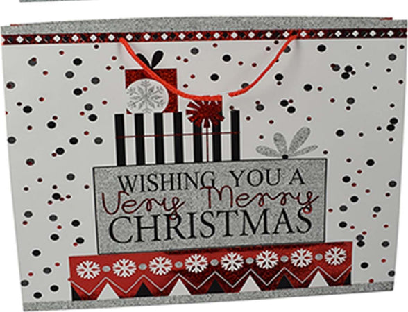 Busta per pacco regalo con decorazioni natalizie e manici in nylon h 40 cm Casa e cucina/Decorazioni per interni/Addobbi e decorazioni per ricorrenze/Decorazioni natalizie/Oggettistica MagiediNatale.it - Altamura, Commerciovirtuoso.it