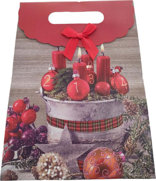 Busta per pacco regalo con decorazioni natalizie e manico h 27 cm Casa e cucina/Decorazioni per interni/Addobbi e decorazioni per ricorrenze/Decorazioni natalizie/Oggettistica MagiediNatale.it - Altamura, Commerciovirtuoso.it