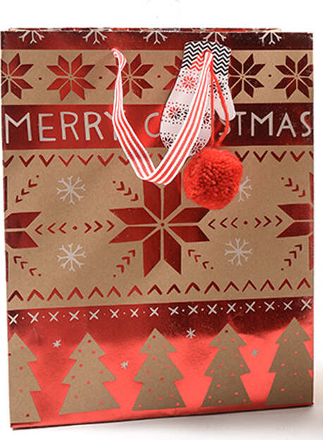 Busta per pacco regalo con disegno decorazioni natalizie h 32.5 Casa e cucina/Decorazioni per interni/Addobbi e decorazioni per ricorrenze/Decorazioni natalizie/Oggettistica MagiediNatale.it - Altamura, Commerciovirtuoso.it