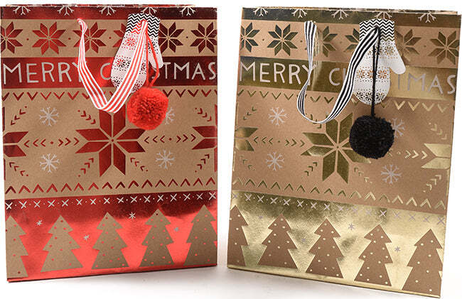 Busta per pacco regalo con disegno decorazioni natalizie h 32.5 Casa e cucina/Decorazioni per interni/Addobbi e decorazioni per ricorrenze/Decorazioni natalizie/Oggettistica MagiediNatale.it - Altamura, Commerciovirtuoso.it