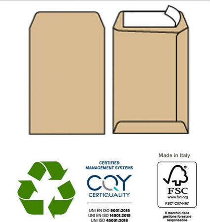 Busta sacco MULTI STRIP - avana - carta riciclata FSC - strip adesivo - 190 x 260 mm - 100 gr - Pigna - conf. 500 pezzi Commercio Industria e Scienza/Forniture per imballaggio e spedizione/Scatole buste e tubi per spedizione/Buste per spedizione/Buste imbottite Eurocartuccia - Pavullo, Commerciovirtuoso.it