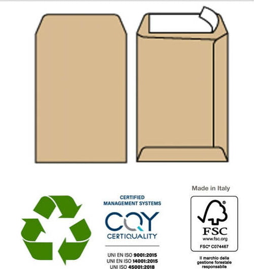 Busta sacco MULTI STRIP - avana - carta riciclata FSC - strip adesivo - 300 x 400 mm - 100 gr - Pigna - conf. 500 pezzi Commercio Industria e Scienza/Forniture per imballaggio e spedizione/Scatole buste e tubi per spedizione/Buste per spedizione/Buste imbottite Eurocartuccia - Pavullo, Commerciovirtuoso.it