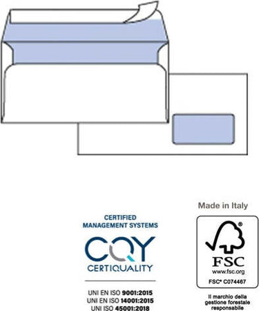 Busta SILVER90 STRIP LASER FSC - bianca - internografata - con finestra - 110 x 230 mm - 90 gr - Pigna - conf. 500 pezzi Commercio Industria e Scienza/Forniture per imballaggio e spedizione/Scatole buste e tubi per spedizione/Buste per spedizione/Buste commerciali Eurocartuccia - Pavullo, Commerciovirtuoso.it