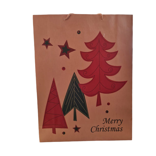 Busta natalizia resistente decorata con alberi natalizi con manici per regali