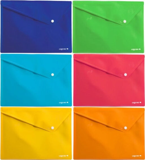 Buste Colorosa con bottone - in PPL - 33 x 24 5 cm - colori assortiti - Ri.Plast - conf. 6 pezzi Cancelleria e prodotti per ufficio/Archivio ufficio e accessori per scrivania/Archivio ufficio/Cartelle/Cartelle portadocumenti Eurocartuccia - Pavullo, Commerciovirtuoso.it