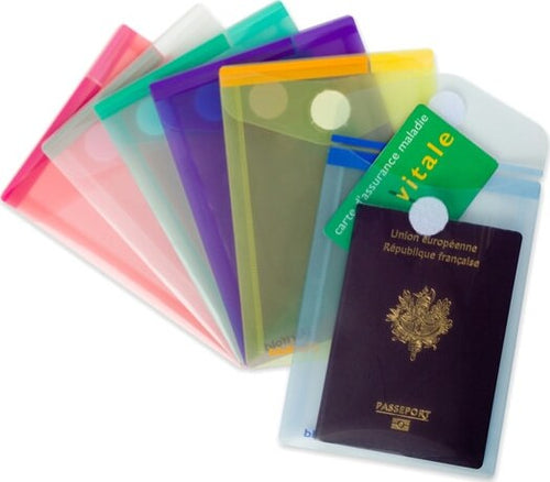 Buste con velcro - PP - formato verticale - 11 4 x 15 8 cm - colori assortiti - Tarifold - set 6 pezzi Commercio Industria e Scienza/Forniture per imballaggio e spedizione/Scatole buste e tubi per spedizione/Buste per spedizione/Buste trasparenti Eurocartuccia - Pavullo, Commerciovirtuoso.it