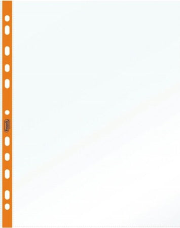 Buste forate - PPL - con banda arancio neon - liscia - 22 x 30 cm - Favorit - conf. 25 pezzi Cancelleria e prodotti per ufficio/Archivio ufficio e accessori per scrivania/Raccoglitori e accessori per raccoglitori/Buste a perforazione universale Eurocartuccia - Pavullo, Commerciovirtuoso.it