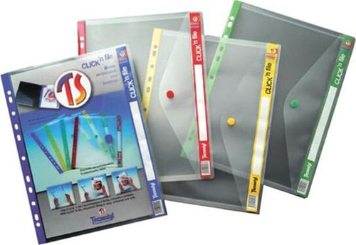 Buste forate con bottone Click'n File - 24x31 cm - blu - Tecnostyl - conf. 5 pezzi Cancelleria e prodotti per ufficio/Archivio ufficio e accessori per scrivania/Raccoglitori e accessori per raccoglitori/Buste a perforazione universale Eurocartuccia - Pavullo, Commerciovirtuoso.it
