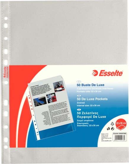 Buste forate CopySafe - DeLuxe - buccia - 22x30 cm - trasparente - Esselte - conf. 50 pezzi Cancelleria e prodotti per ufficio/Archivio ufficio e accessori per scrivania/Raccoglitori e accessori per raccoglitori/Buste a perforazione universale Eurocartuccia - Pavullo, Commerciovirtuoso.it