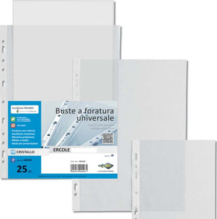 Buste forate Ercole - PVC liscio - 23 x 33 cm - trasparente - Sei Rota - conf. 25 pezzi Cancelleria e prodotti per ufficio/Archivio ufficio e accessori per scrivania/Raccoglitori e accessori per raccoglitori/Buste a perforazione universale Eurocartuccia - Pavullo, Commerciovirtuoso.it
