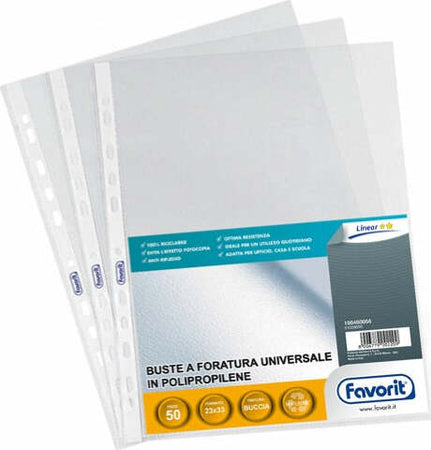 Buste forate Special PP - Linear - buccia - 23x33 cm - trasparente - Favorit - conf. 50 pezzi Cancelleria e prodotti per ufficio/Archivio ufficio e accessori per scrivania/Raccoglitori e accessori per raccoglitori/Buste a perforazione universale Eurocartuccia - Pavullo, Commerciovirtuoso.it