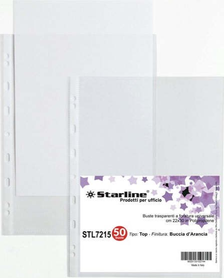 Buste forate Top - buccia - 22 x 30 cm - trasparente - Starline - conf. 50 pezzi Cancelleria e prodotti per ufficio/Archivio ufficio e accessori per scrivania/Raccoglitori e accessori per raccoglitori/Buste a perforazione universale Eurocartuccia - Pavullo, Commerciovirtuoso.it