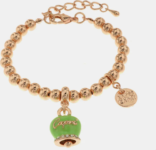 BySimon-------Bracciale-in-Metallo-con-campanella-portafortuna-verde-lime,-con-scritta-Capri