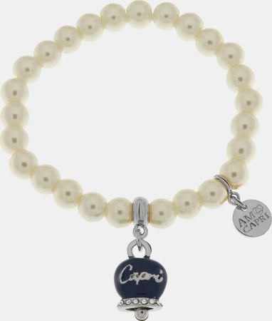 BySimon-----Bracciale-in-Metallo-Bracciale-in-Metallo-con-perle-e-campanella-portafortuna-in-smalto-blu-con-scritta-Capri