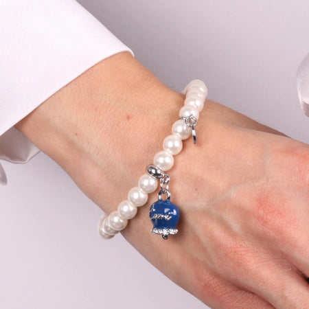 BySimon-----Bracciale-in-Metallo-Bracciale-in-Metallo-con-perle-e-campanella-portafortuna-in-smalto-blu-con-scritta-Capri