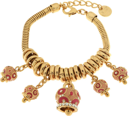 BySimon-----Bracciale-in-Metallo-con-campanelle-colorate-in-smalto-rosa-e-cristalli-bianchi