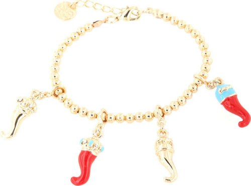 BYSIMON-----Bracciale-in-Metallo-con-cornetti-portafortuna-pendenti,-impreziositi-da-smalti-colorati