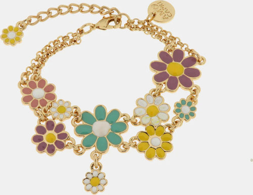 BySimon-----Bracciale-in-Metallo-con-doppie-margherite-colorate