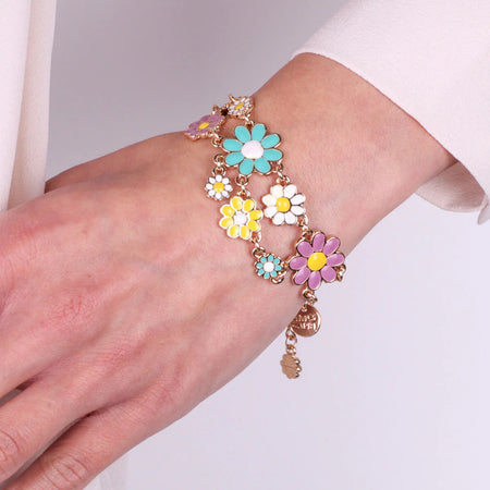 BySimon-----Bracciale-in-Metallo-con-doppie-margherite-colorate