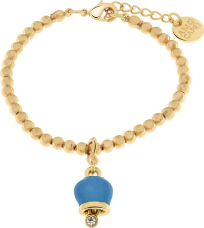 BySimon-----Bracciale-in-Metallo-maglia-a-sfere-con-campanella-portafortuna-pendente-impreziosita-da-cristalli