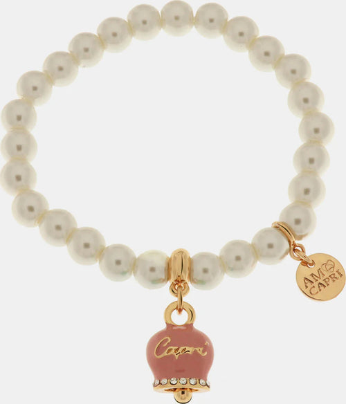 BySimon----Bracciale-in-Metallo-Bracciale-in-Metallo-con-perle-e-campanella-portafortuna-in-smalto-rosa-con-scritta-Capri