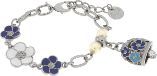 BySimon---Bracciale-in-Metallo-con-campanella-e-fiori-blu-e-bianchi