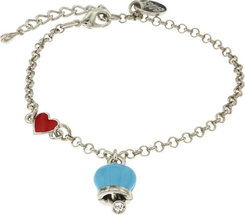 BYSIMON---Bracciale-in-Metallo-con-campanella-portafortuna-pendente,-impreziosita-da-smalto-bianco-e-punto-luce