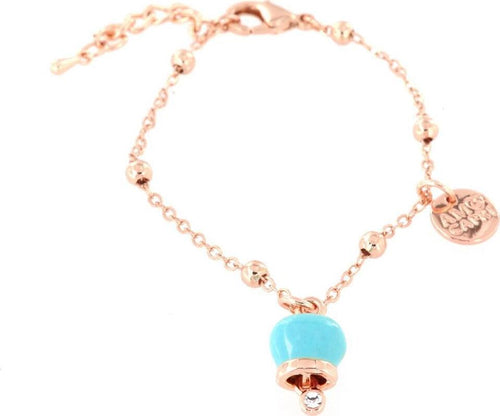 BYSIMON----Bracciale-in-Metallo-con-campanella-portafortuna-pendente,-impreziosita-da-smalto-turchese-e-punto-luce