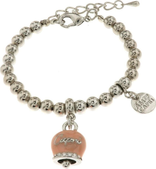 BYSIMON----Bracciale-in-Metallo-con-campanella-portafortuna-rosa-antico,-con-scritta-Capri