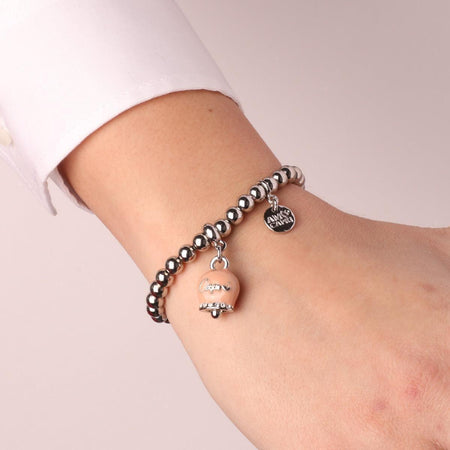BYSIMON----Bracciale-in-Metallo-con-campanella-portafortuna-rosa-antico,-con-scritta-Capri