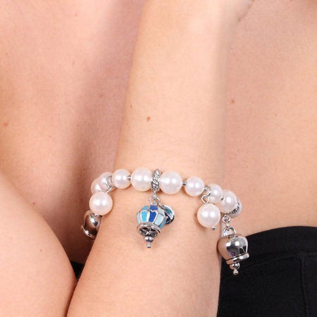 BYSIMON----Bracciale-in-Metallo-con-perle-e-campane-blu