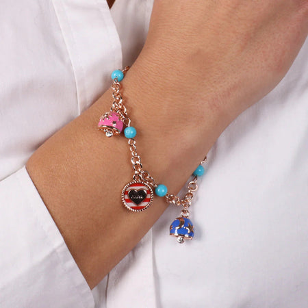 BySimon---Bracciale-in-Metallo-maglia-a-rollò-con-turchesini,-charms-campanelle-decorati-da-stelle