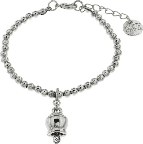 BySimon----Bracciale-in-Metallo-maglia-a-sfere-con-campanella-portafortuna-pendente-impreziosita-da-cristalli