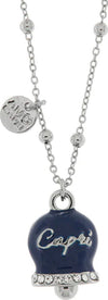 BYSIMON---Collana-in-Metallo-con-campanella-grande-blu-e-scritta-Capri-impreziosito-da-cristalli-bianchi