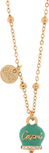 BYSIMON---Collana-in-Metallo-con-campanella-portafortuna-verde-marino-e-scritta-Capri