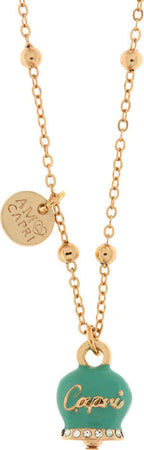 BYSIMON---Collana-in-Metallo-con-campanella-portafortuna-verde-marino-e-scritta-Capri