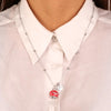 BYSIMON----Collana-in-Metallo-maglia-a-pallini-con-campanella-rossa-e-scritta-Capri