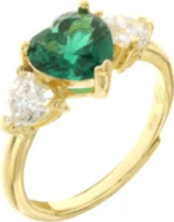 BYSIMON-ANELLO-Donna-IN-ARGENTO-925-CON-CUORI-IN-ZIRCONI-BIANCHI-E-VERDE