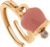 BYSIMON-Anello-Donna-in-Metallo-con-campanella-portafortuna-pendente-rosa,-impreziosita-da-punto-luce